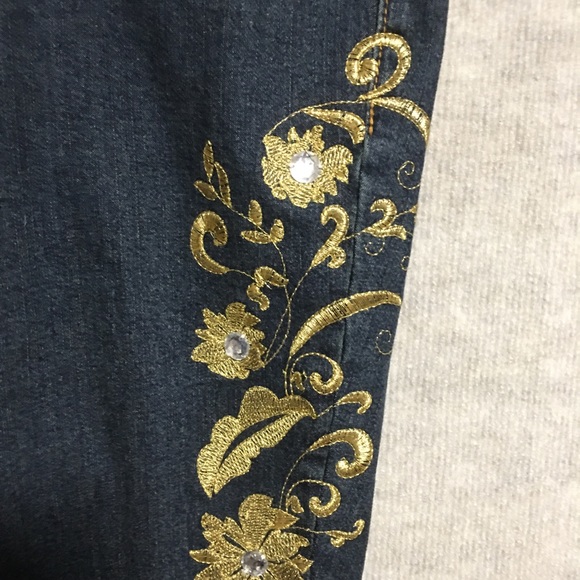 JEANS EMB SCROLLING BEADS DENIM WHIMSEYGOTH DARK FAIRY 24/7 WAIST 42” - Picture 7 of 10